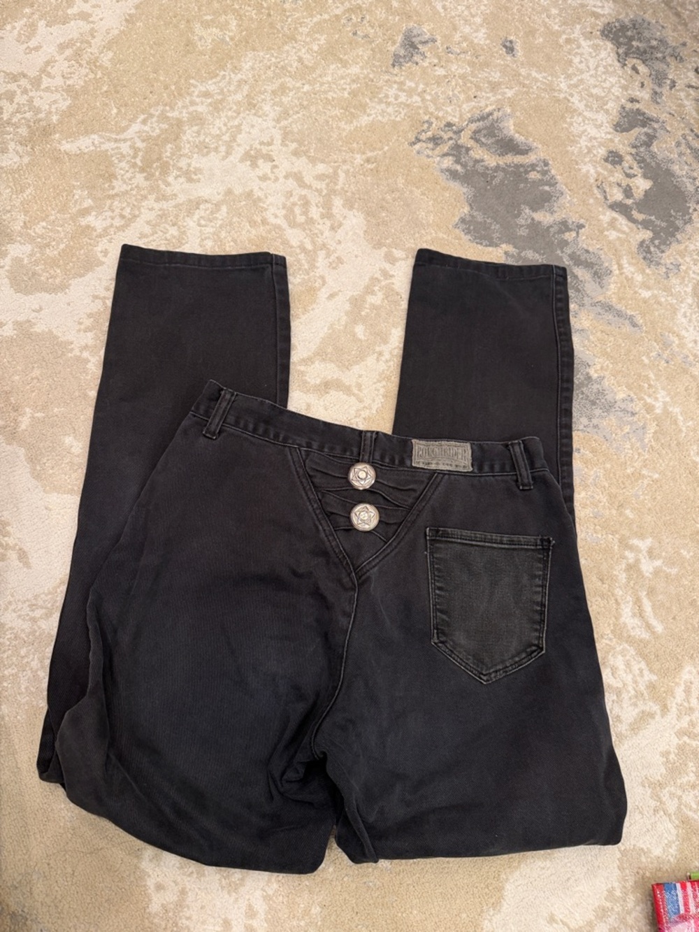 VINTAGE Rough Rider by Circle T // Women's Black 1980s  Denim Jeans size 9 - Picture 3 of 13